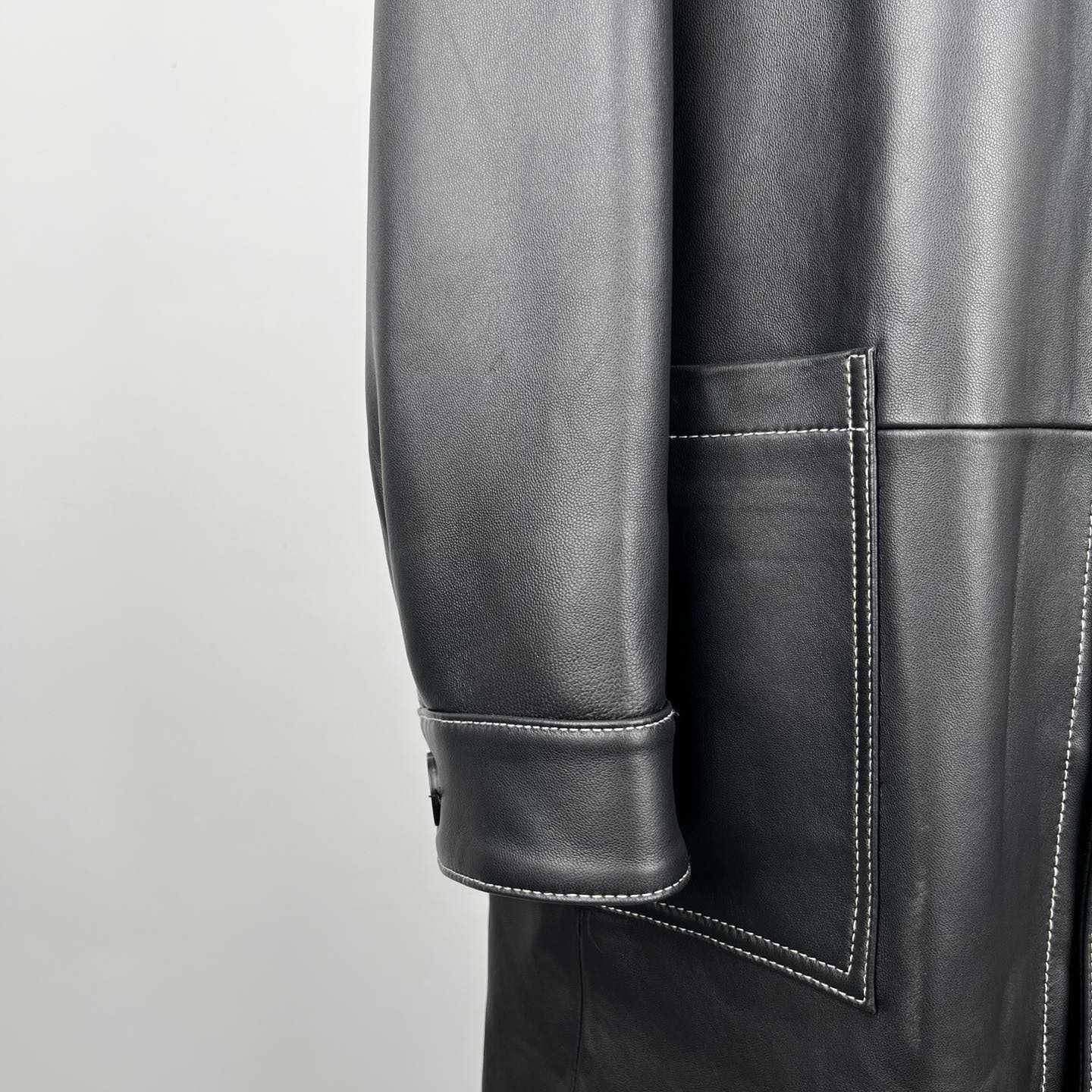 Fendi Black Leather Overcoat - DesignerGu