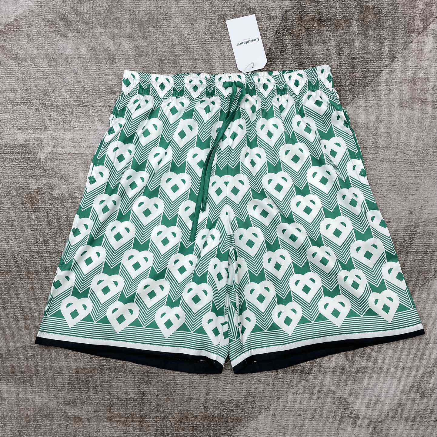 Casablanca Silk Shorts With Drawstring 'Heart Monogram Sport'     CA3483 - DesignerGu