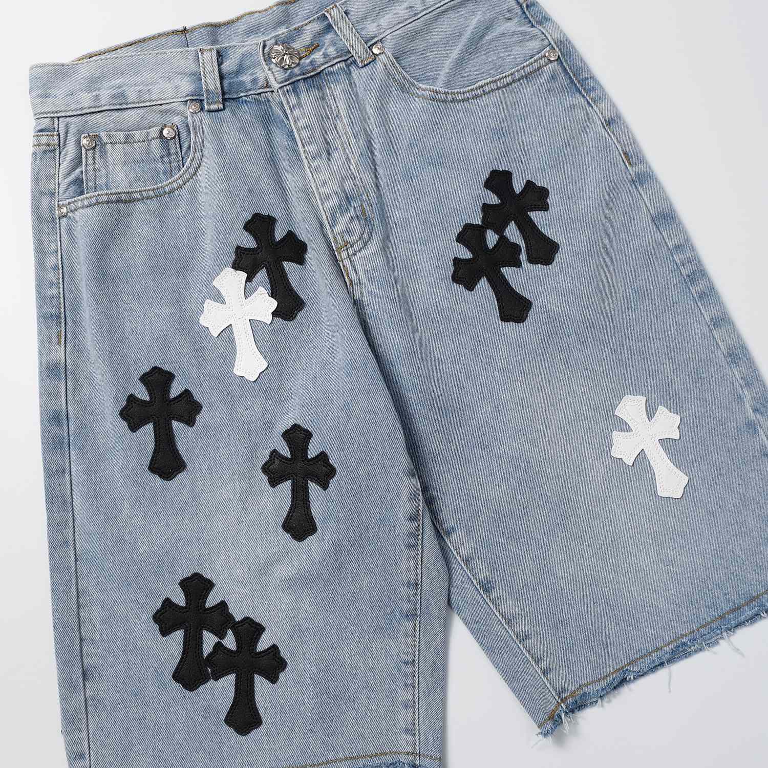 Chrome Hearts Cross Patch Denim Shorts - DesignerGu