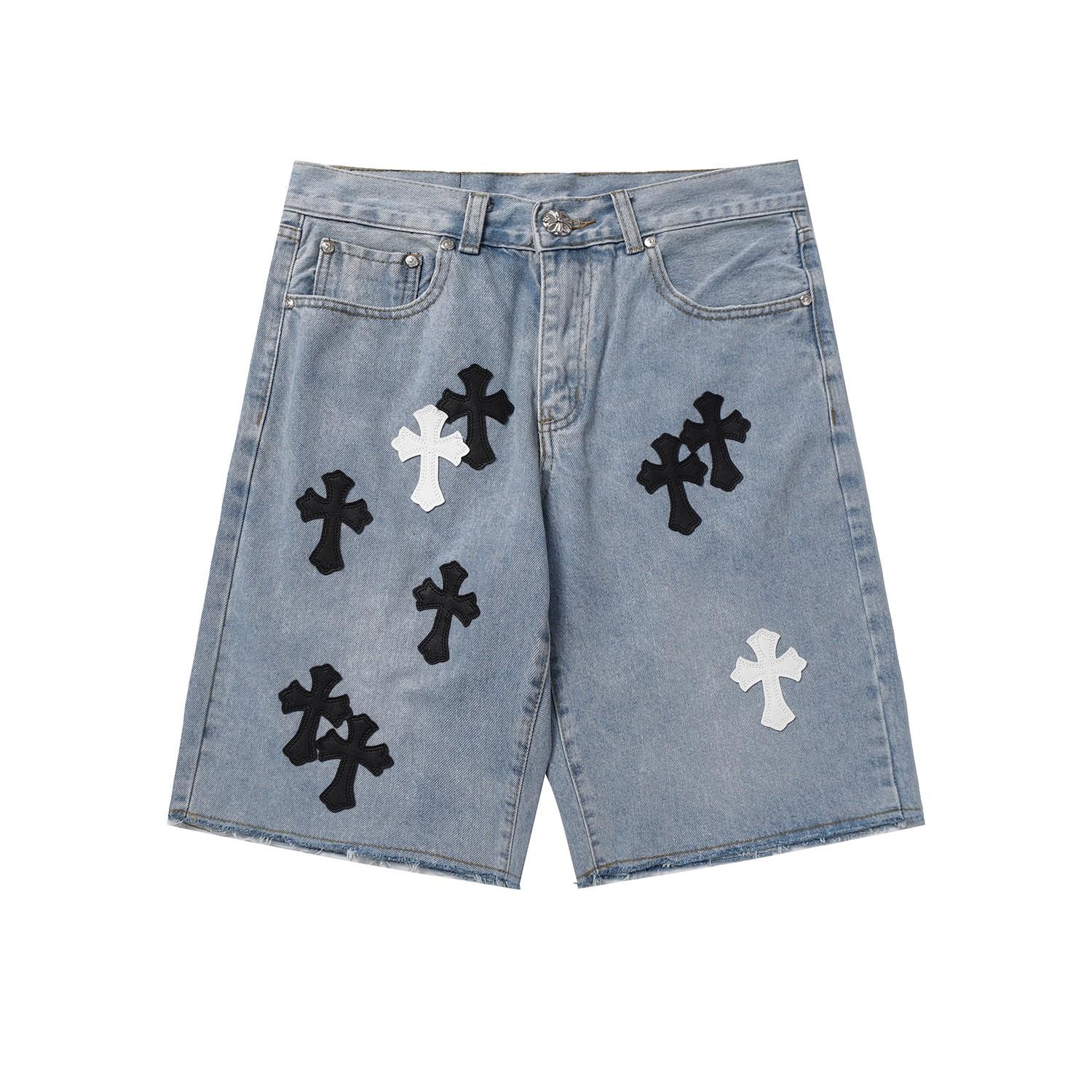 Chrome Hearts Cross Patch Denim Shorts - DesignerGu