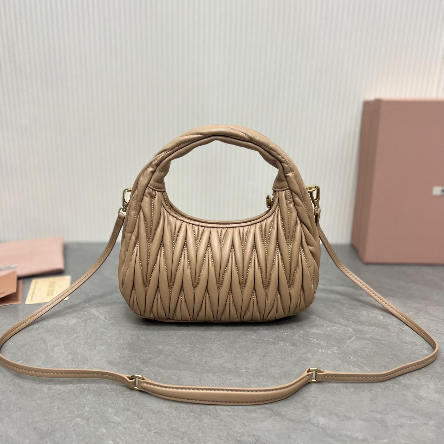 Miu Miu Wander Matelassé Nappa Leather Hobo Bag    (23-13-7cm) - DesignerGu