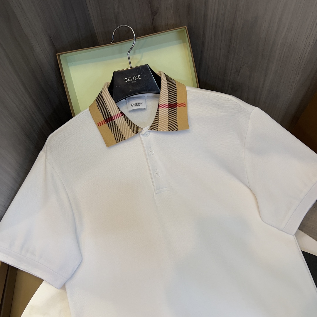 Burberry Check Collar Cotton Polo Shirt - DesignerGu