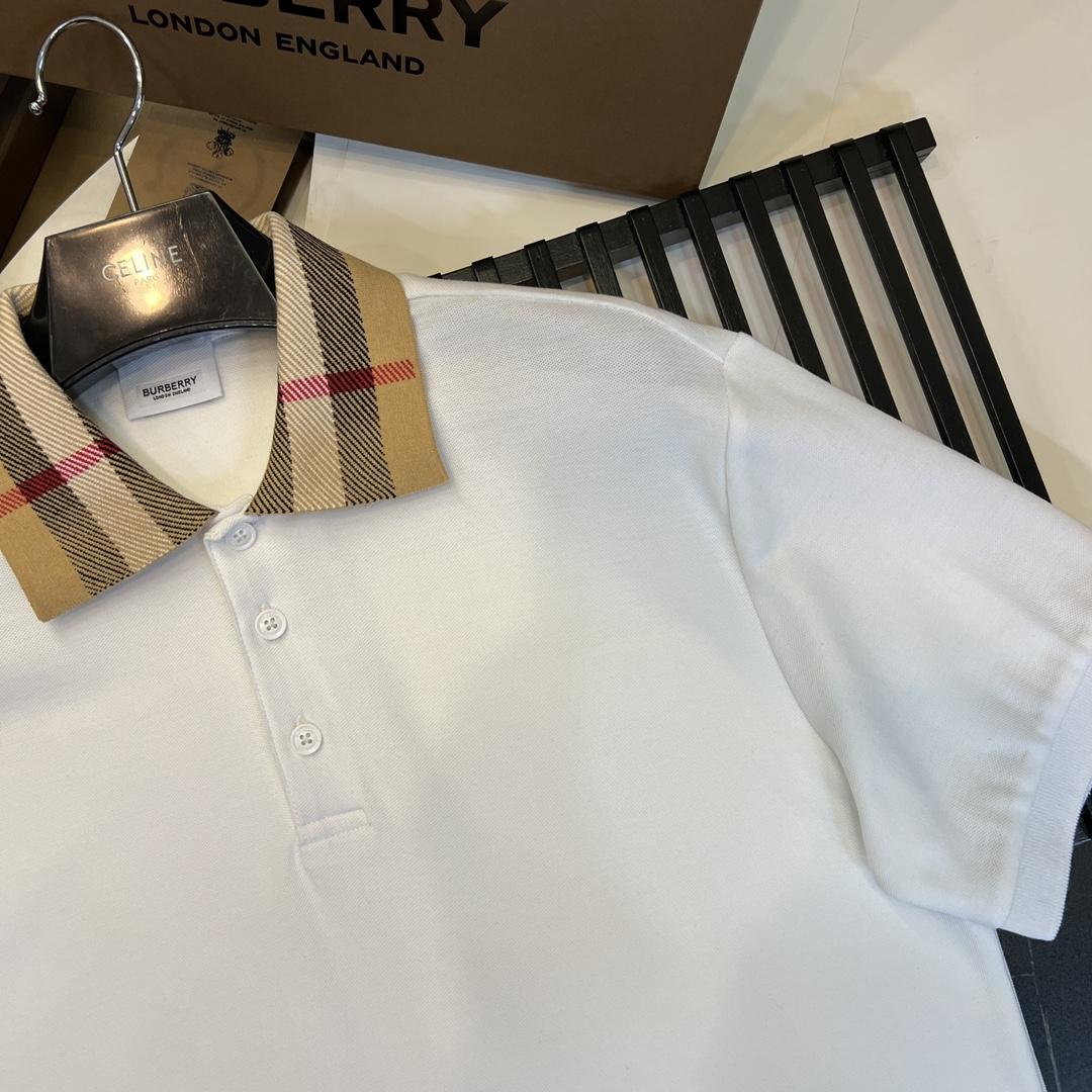 Burberry Check Collar Cotton Polo Shirt - DesignerGu