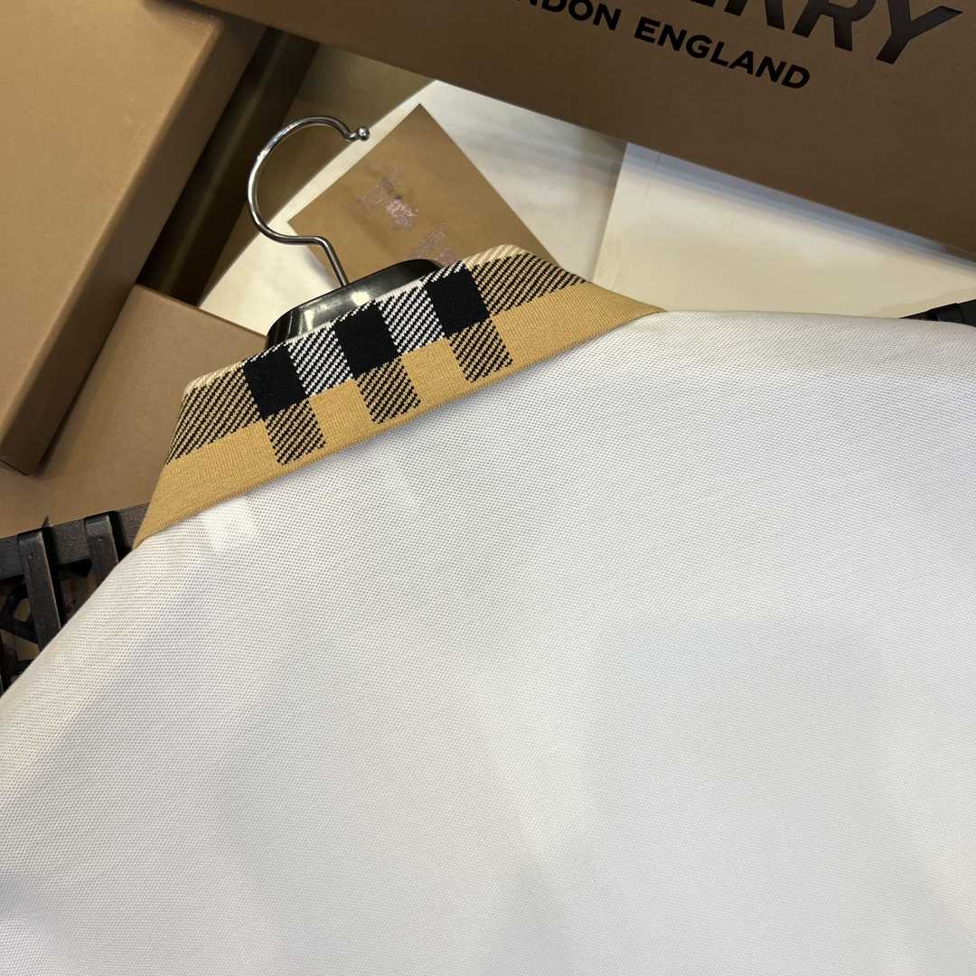 Burberry Check Collar Cotton Polo Shirt - DesignerGu