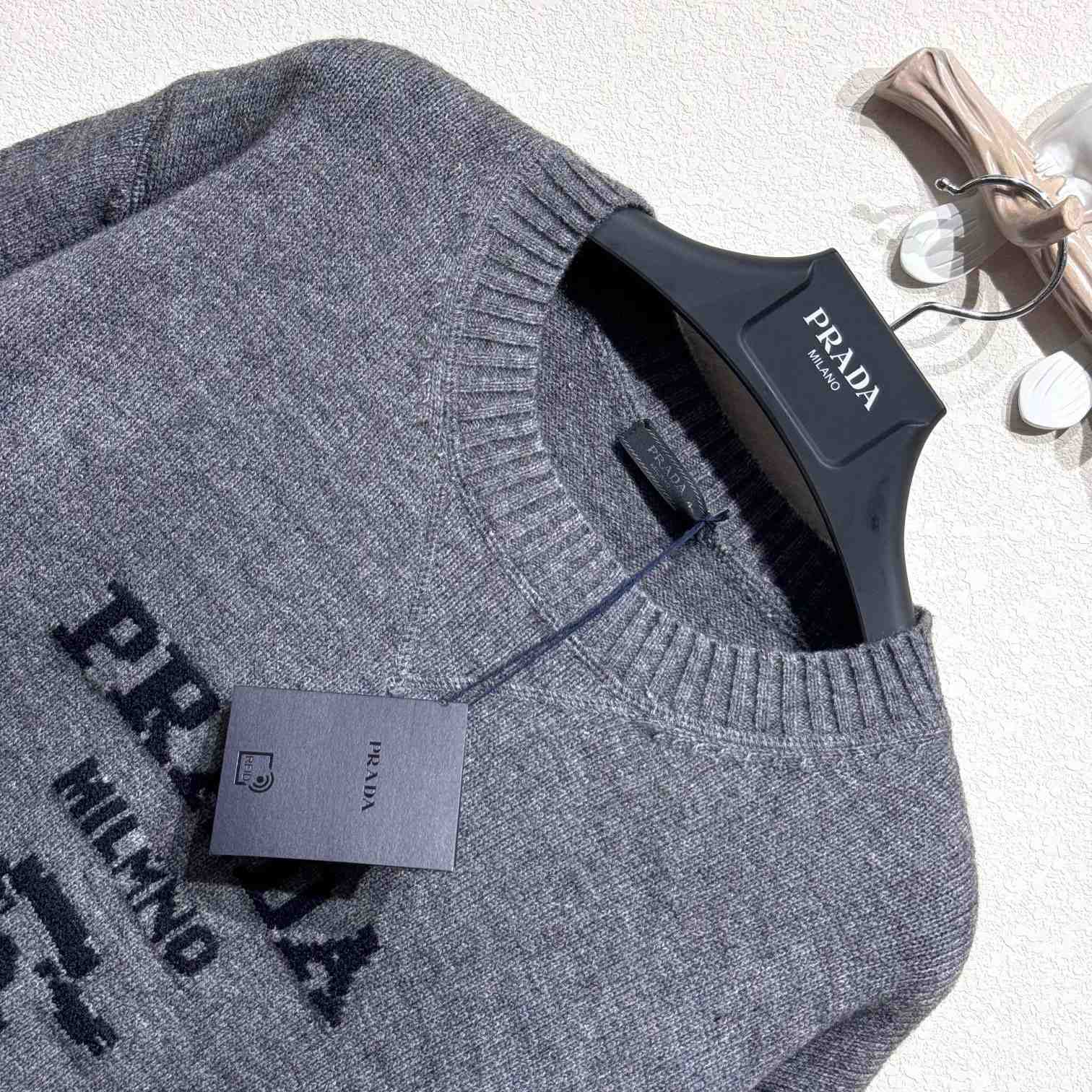 Prada Cashmere And Wool Prada Logo Crew-neck Sweater - DesignerGu