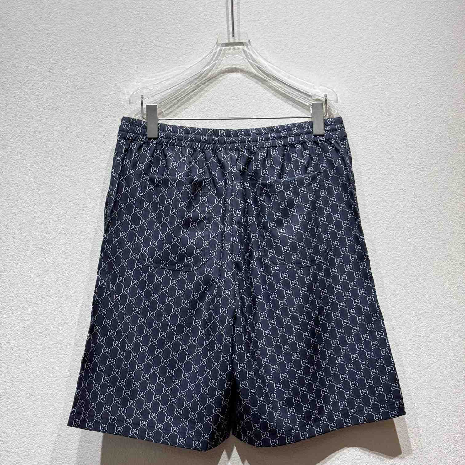 Gucci Silk Twill Shorts With GG Shadow  - DesignerGu