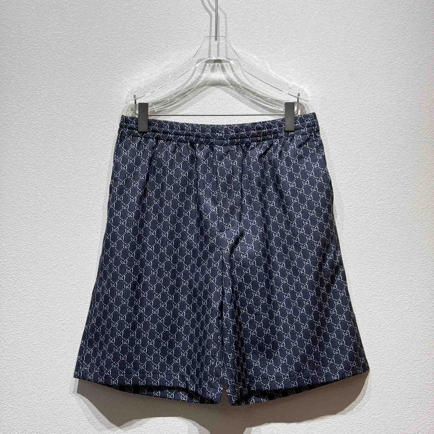 Gucci Silk Twill Shorts With GG Shadow  - DesignerGu