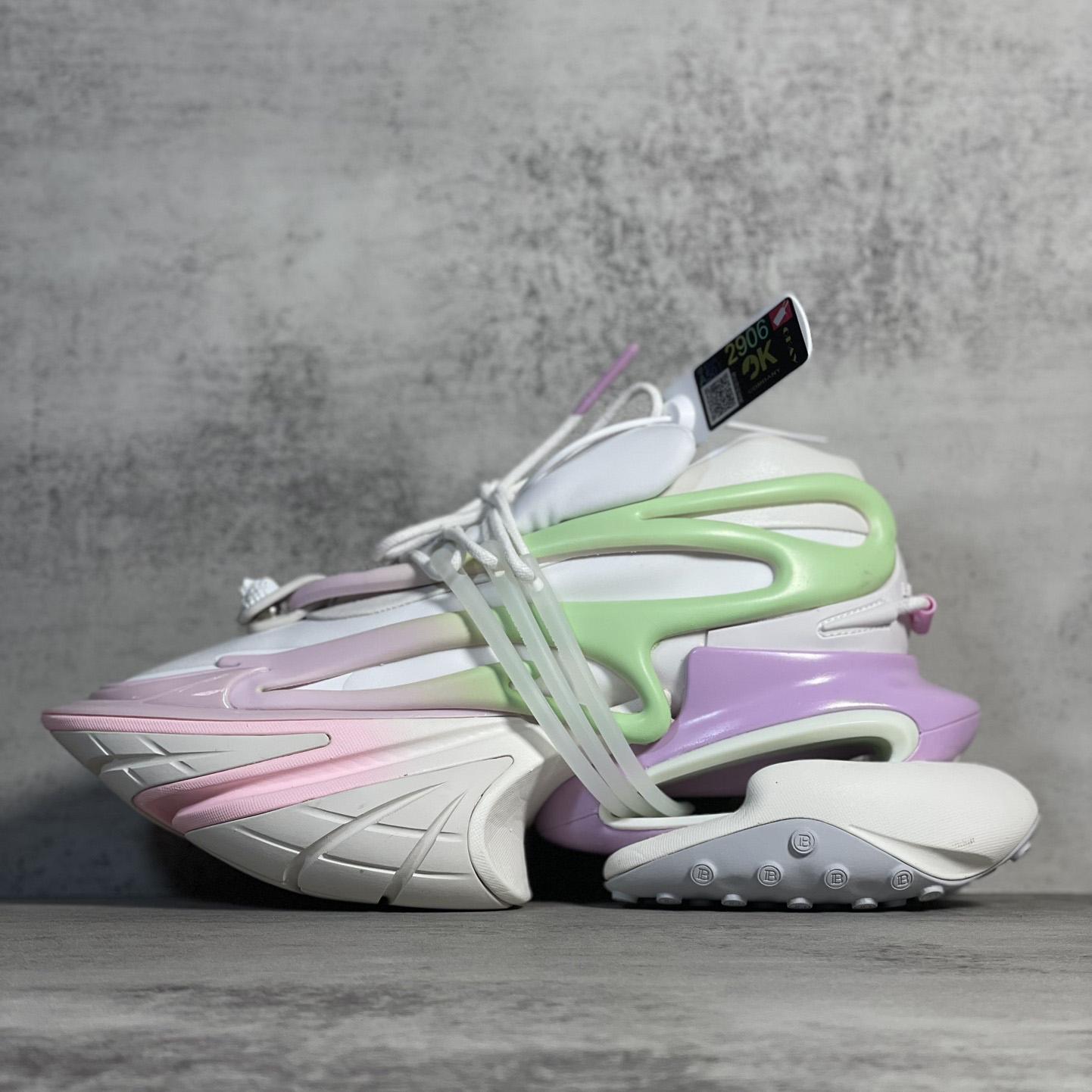 Balmain Pink Unicorn Panelled Sneakers - DesignerGu