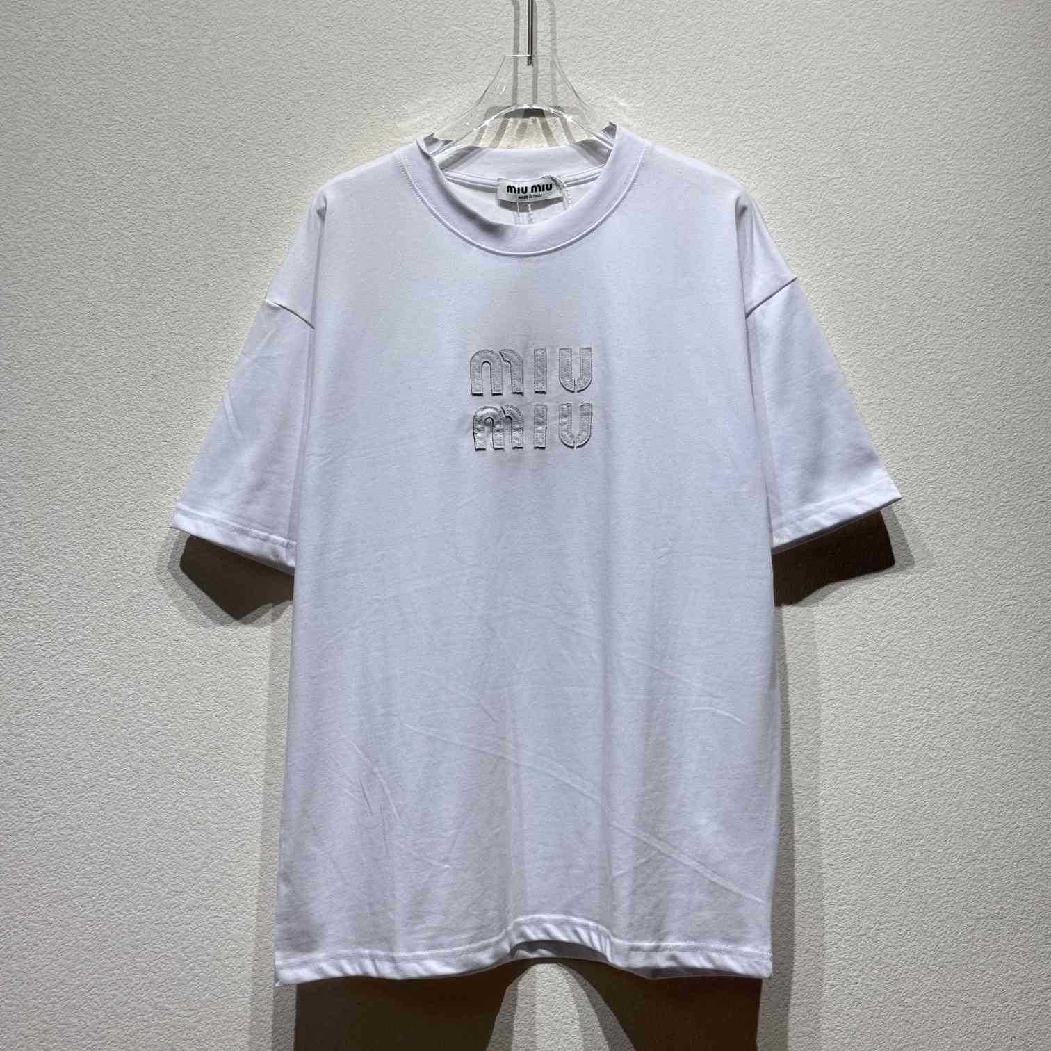 Miu Miu Logo Cotton T-shirt - DesignerGu