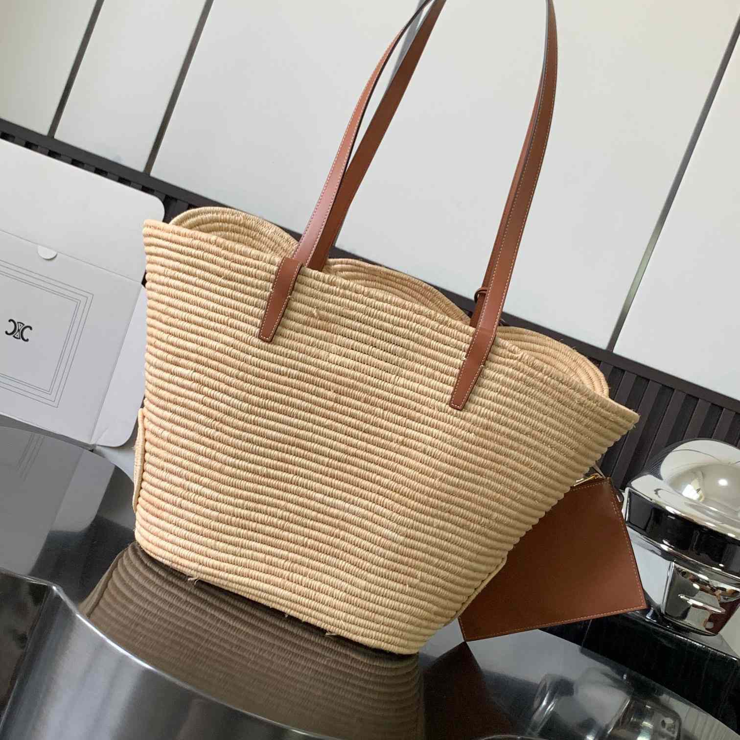 Celine Classic Panier Medium Braided Triomp And Calfskin  47-30.5-15cm - DesignerGu