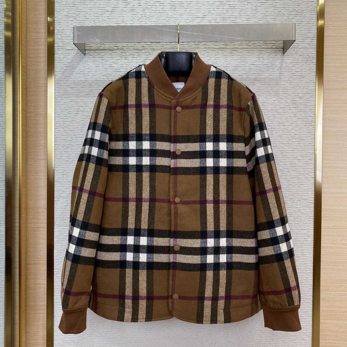 Burberry Check Wool Blend Bomber Jacket - DesignerGu