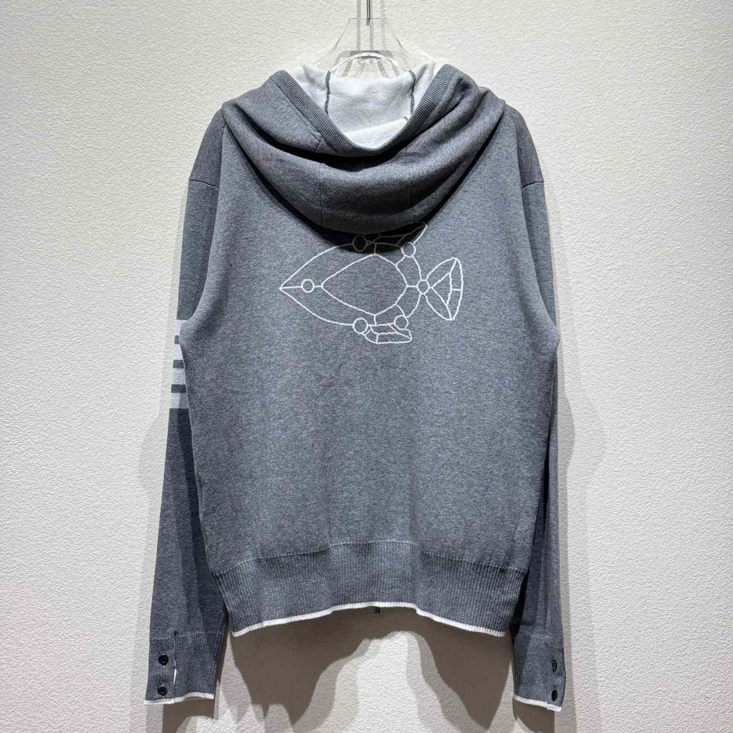 Thom Browne Fish Icon-intarsia Zip Hoodie - DesignerGu