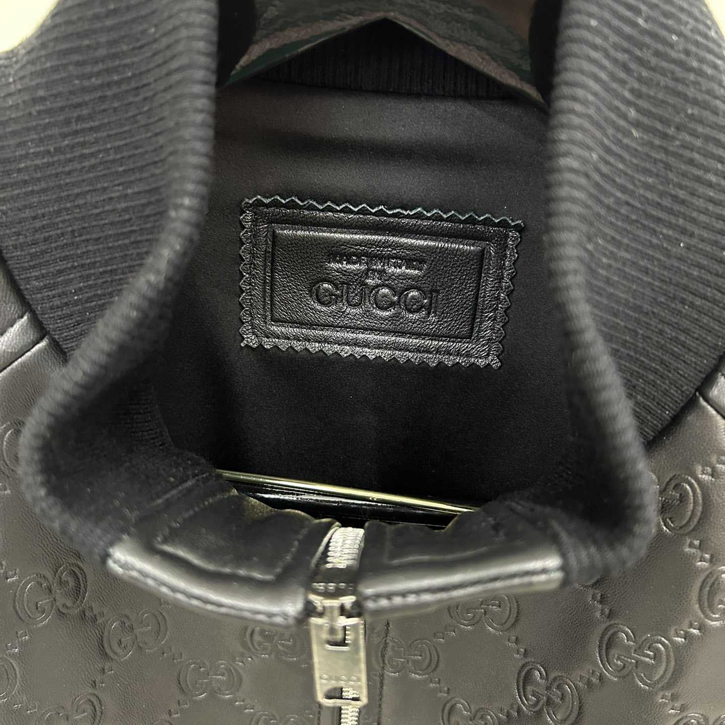 Gucci GG Embossed Bomber Jacket In Black - DesignerGu