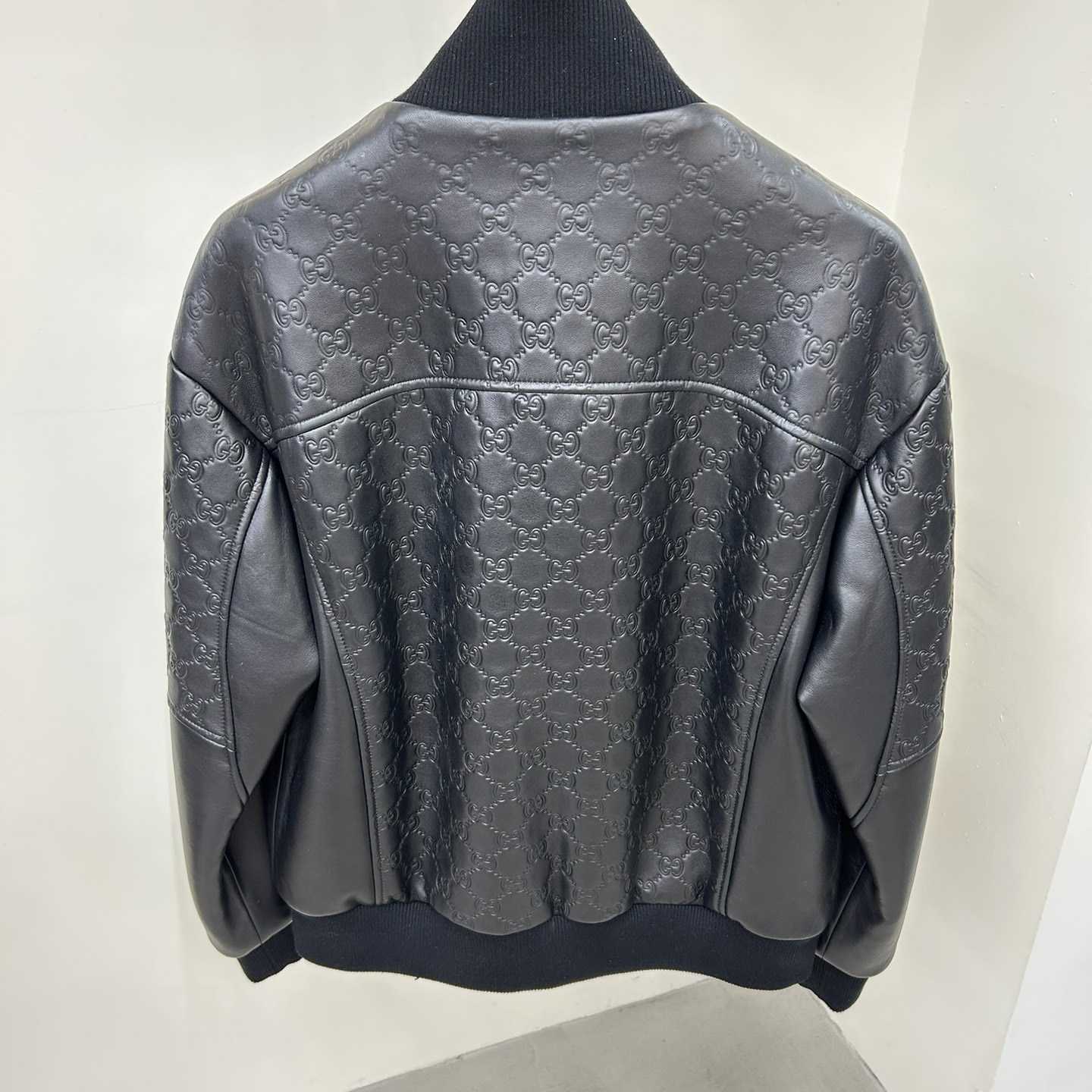 Gucci GG Embossed Bomber Jacket In Black - DesignerGu