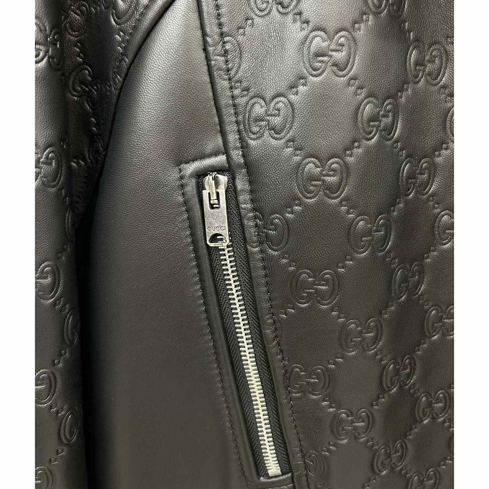 Gucci GG Embossed Bomber Jacket In Black - DesignerGu