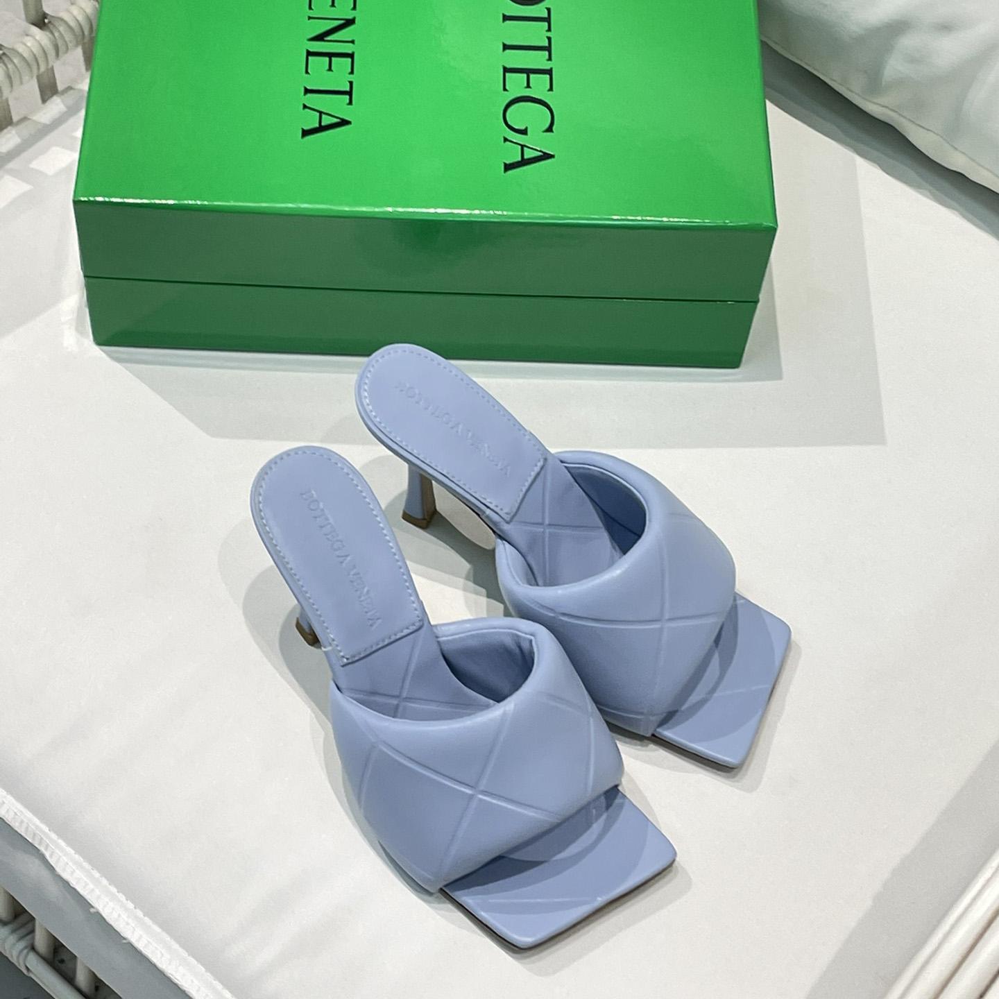 Bottega Veneta Blue Heeled Mule Sandals  - DesignerGu