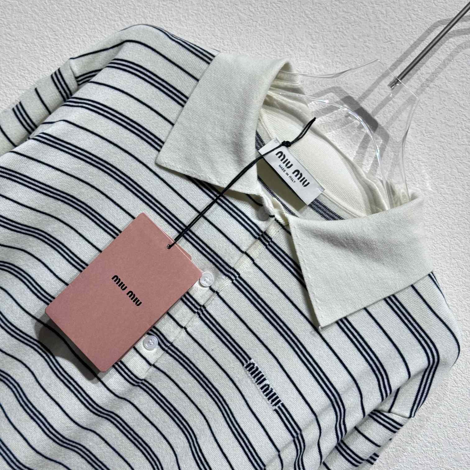 Miu Miu Logo-print Striped Polo Shirt - DesignerGu