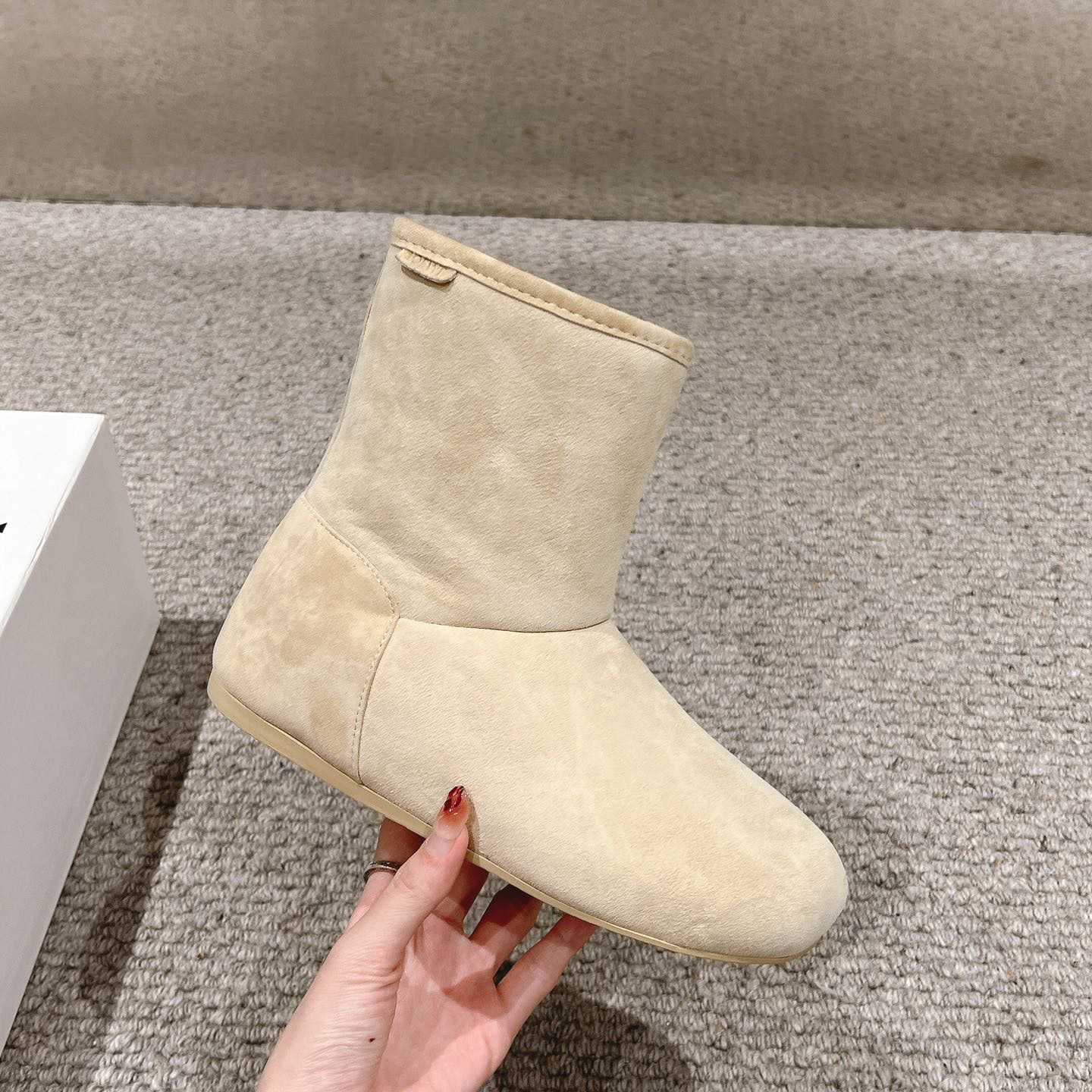 Loewe Lago Boot In Suede And Shearling - DesignerGu