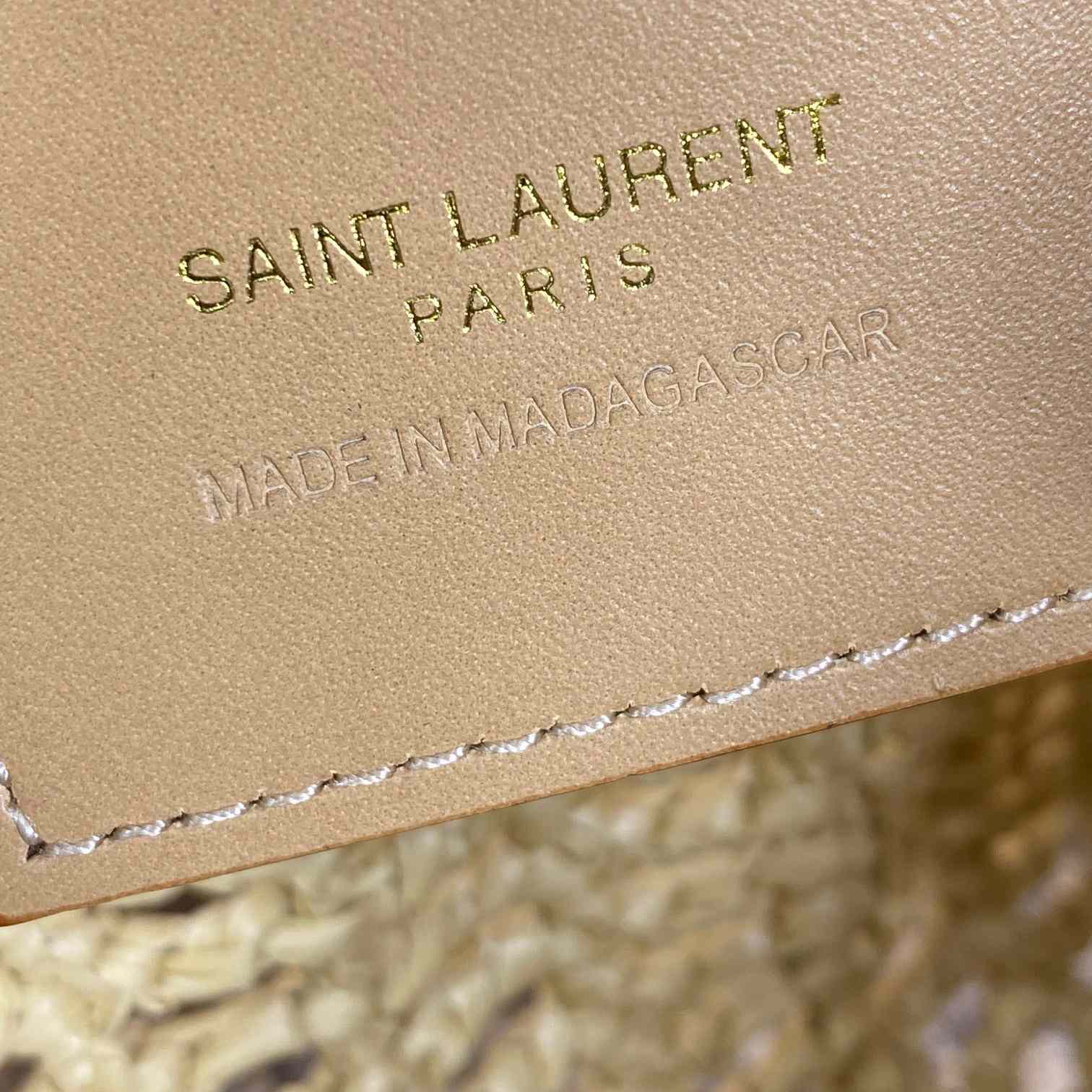 Saint Laurent Oxalis In Raffia Crochet And Leather - DesignerGu