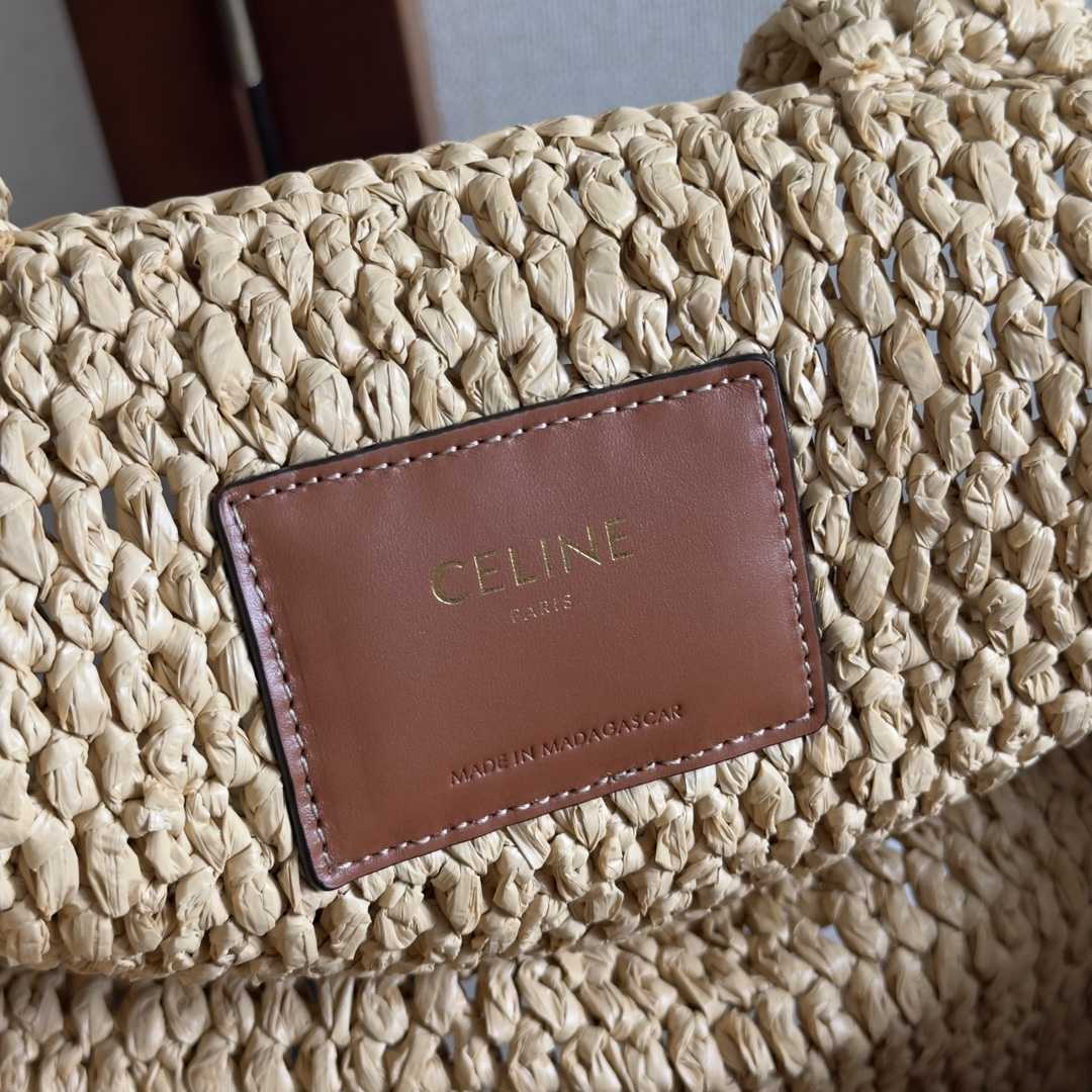 Celine Small Cabas Thais In Raffia And Calfskin - DesignerGu