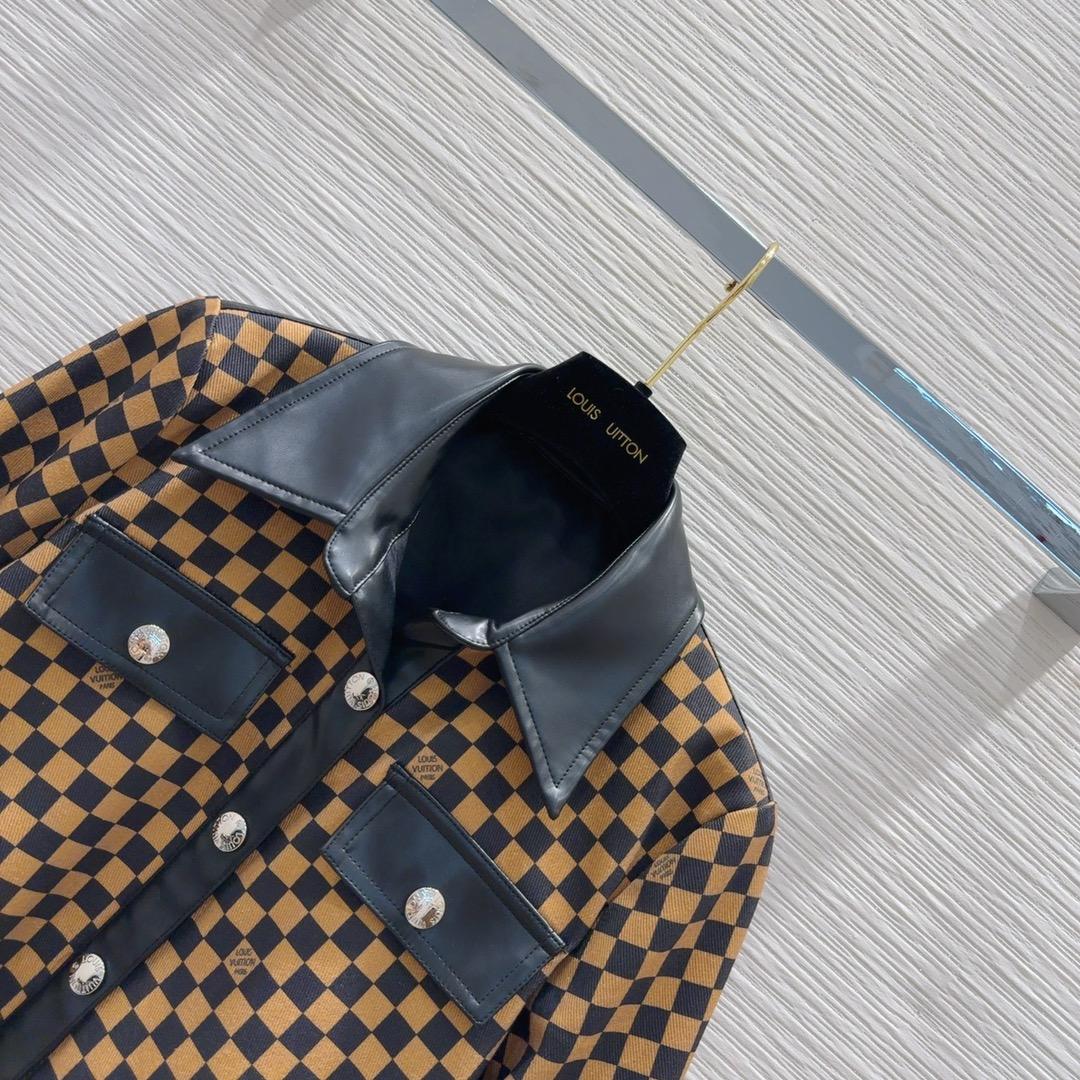 Louis Vuitton Leather Accent Damier Knit Jacket  1AFTZL - DesignerGu