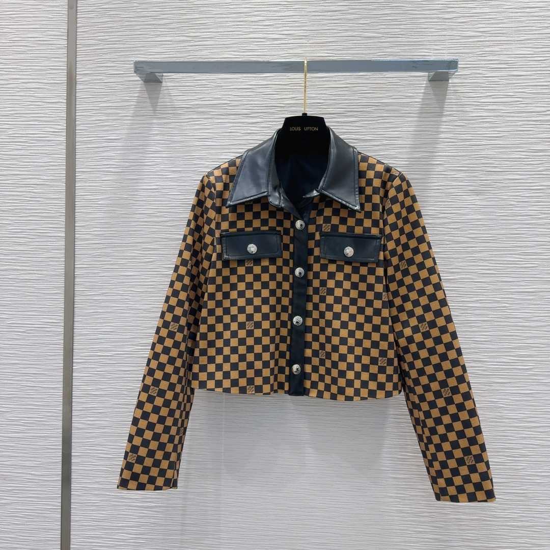 Louis Vuitton Leather Accent Damier Knit Jacket  1AFTZL - DesignerGu