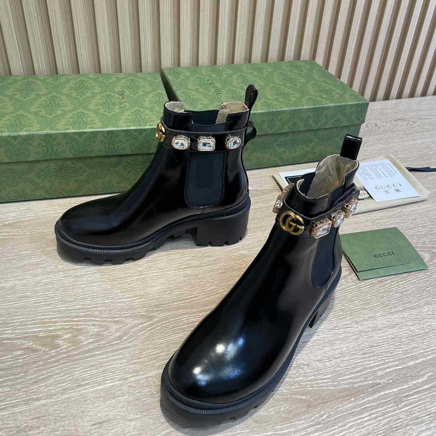 Gucci Crystal Belt 60mm Ankle Boot - DesignerGu