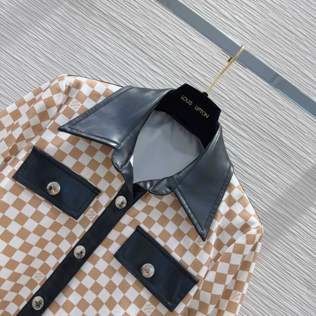 Louis Vuitton Leather Accent Damier Knit Jacket  1AFTZE - DesignerGu