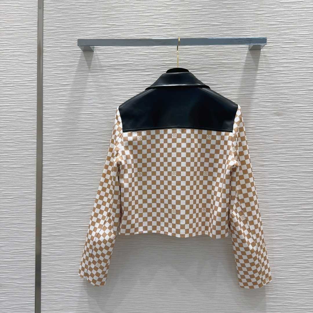 Louis Vuitton Leather Accent Damier Knit Jacket  1AFTZE - DesignerGu