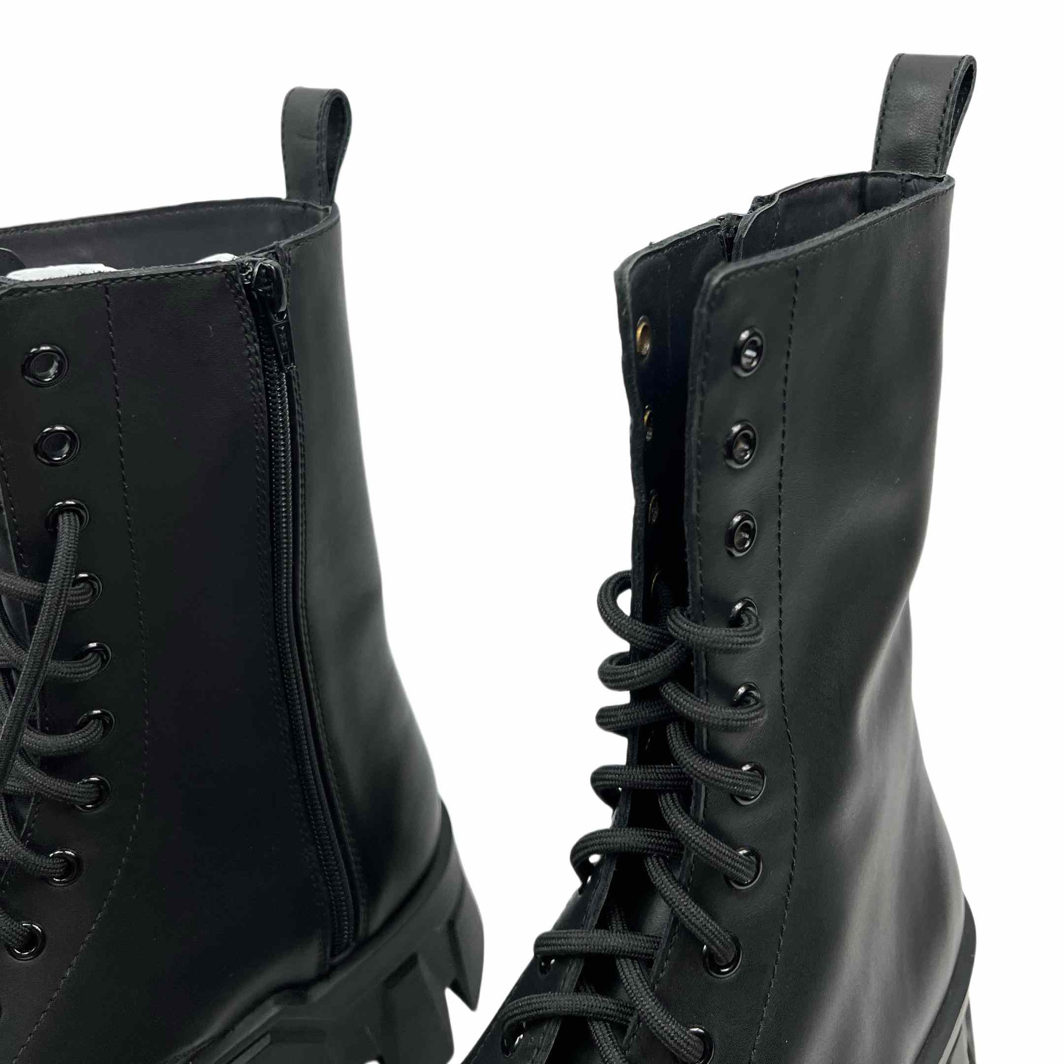 Balenciaga Bulldozer Lace-Up Boot In Black - DesignerGu