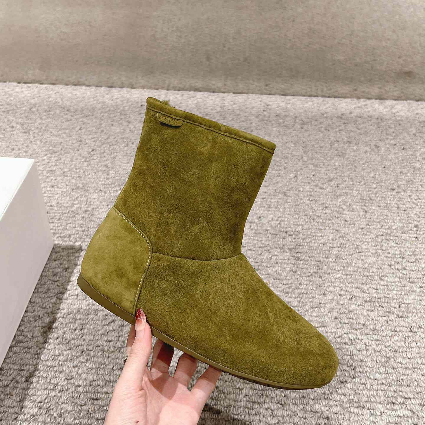 Loewe Lago Boot In Suede And Shearling - DesignerGu