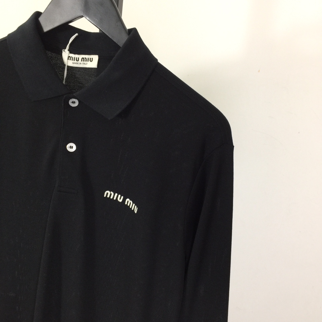 Miu Miu Cotton Piqué Polo Shirt - DesignerGu