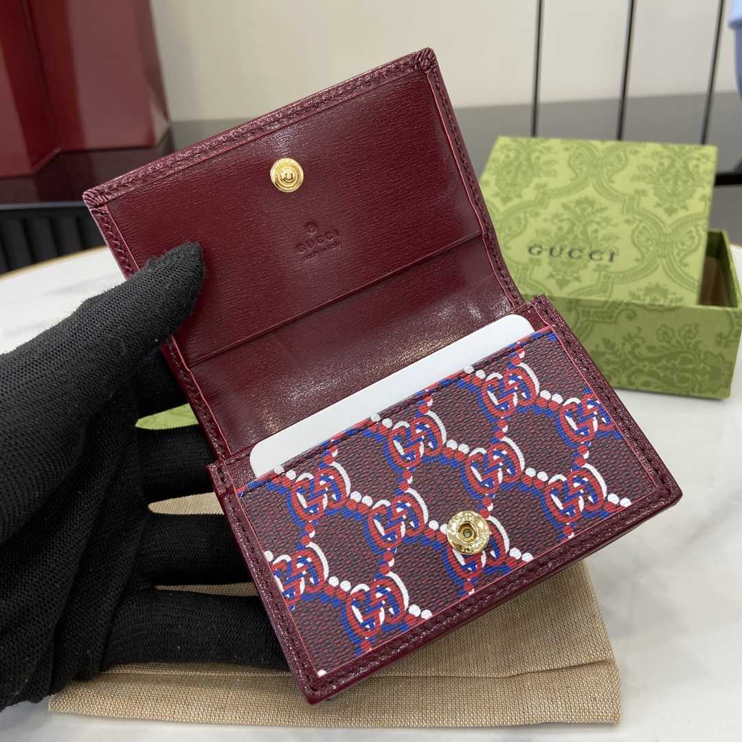 Gucci Card Case Wallet With GG Shadow - DesignerGu