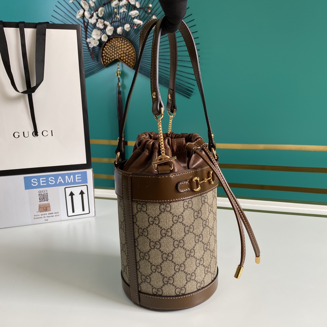 Gucci Horsebit 1955 Small Bucket Bag 'Beige'  (16-14-14cm) - DesignerGu