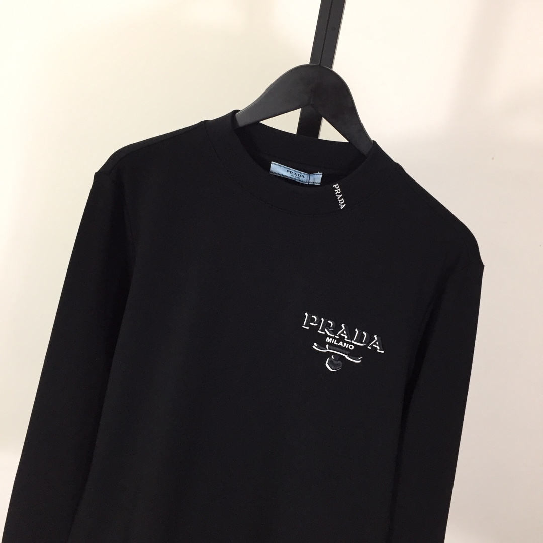 Prada Long-sleeved Cotton T-shirt - DesignerGu