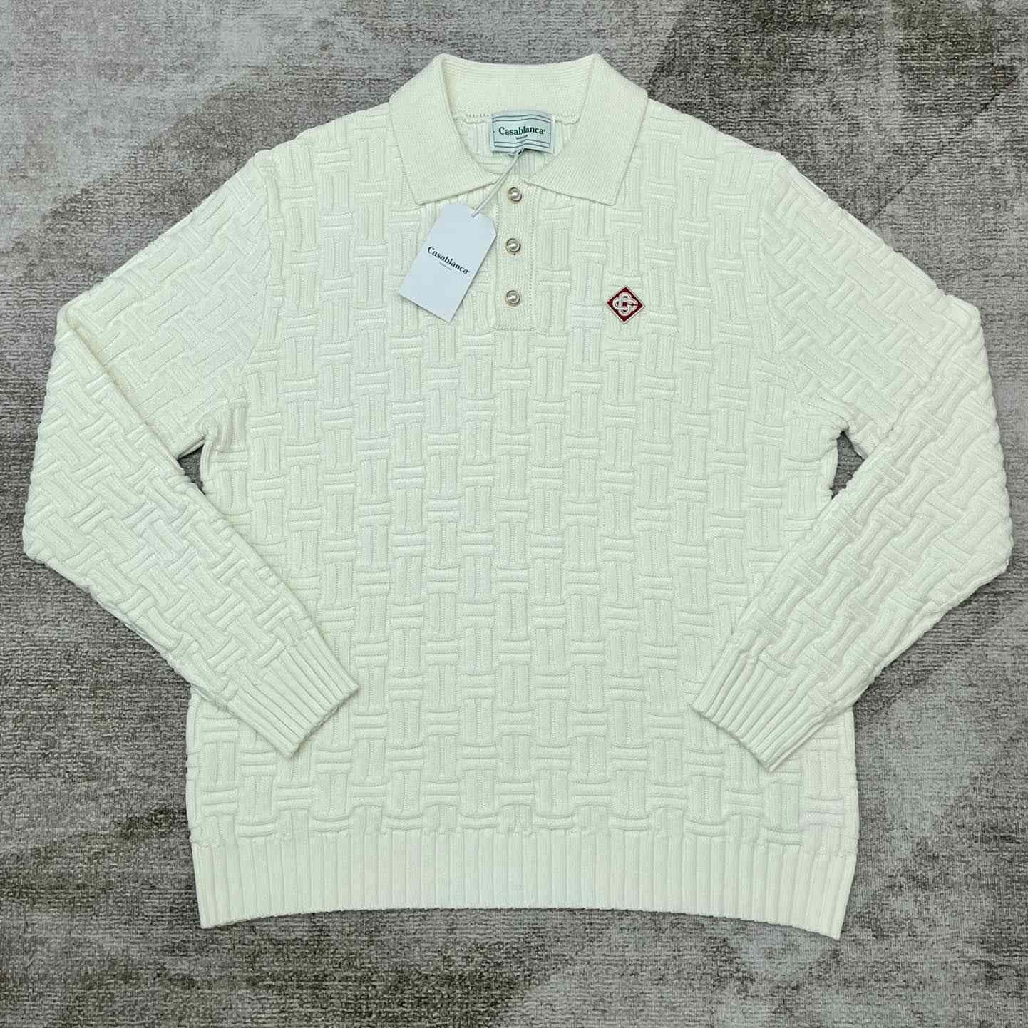 Casablanca Column Stitch Wool Knit Polo  D0064 - DesignerGu