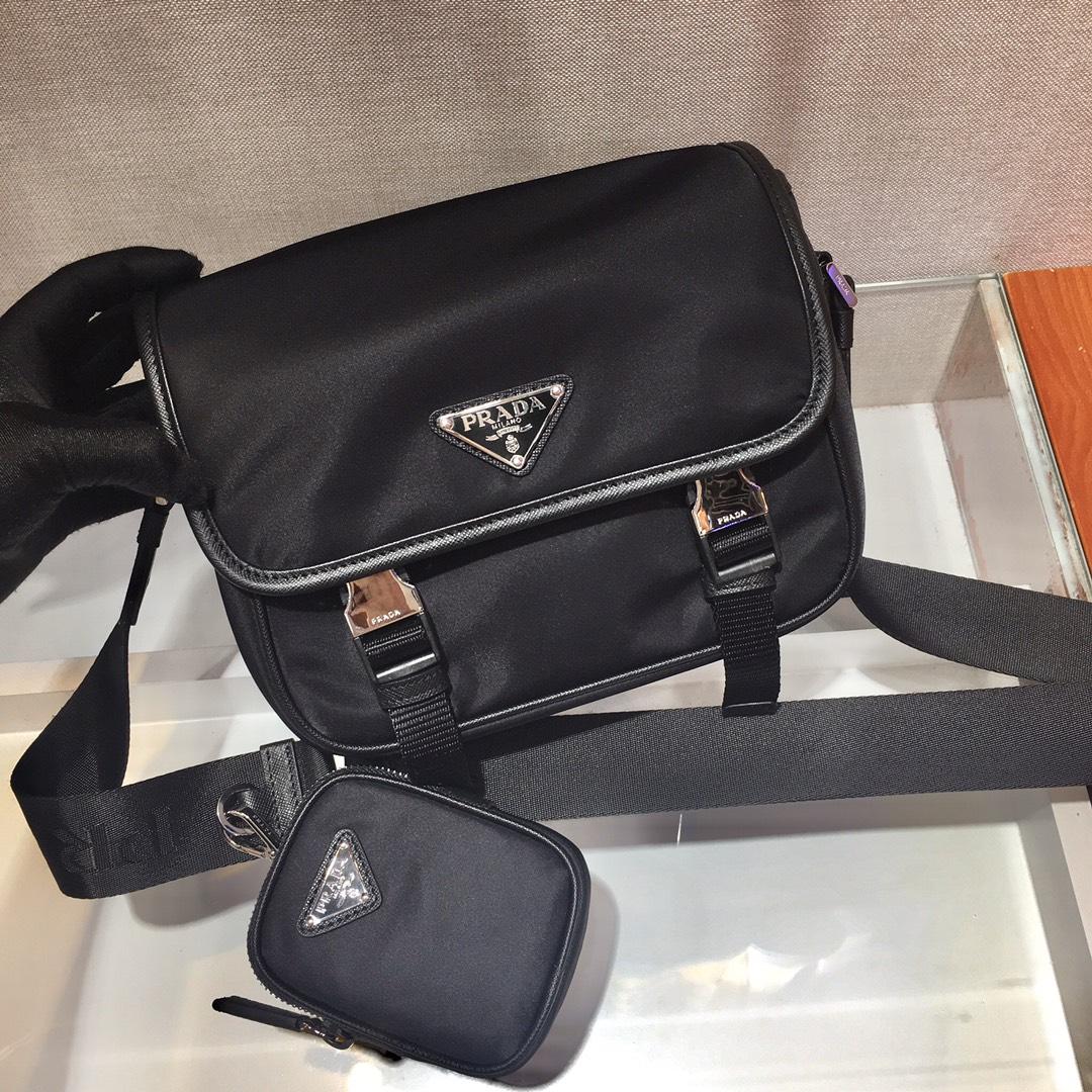 Prada Re-Nylon and Saffiano Leather Shoulder Bag - DesignerGu