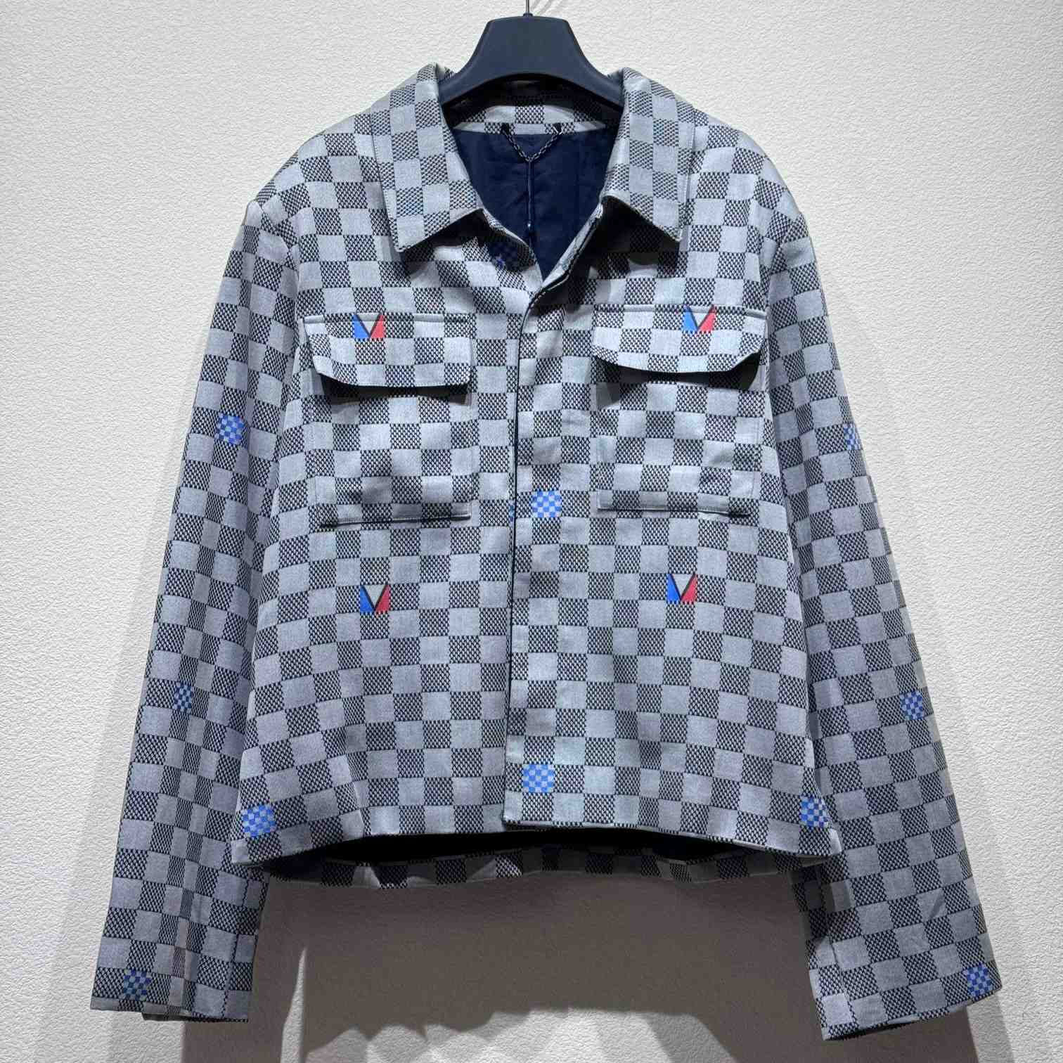 Louis Vuitton Damier Open Collar Cotton Overshirt   1AFVN2 - DesignerGu