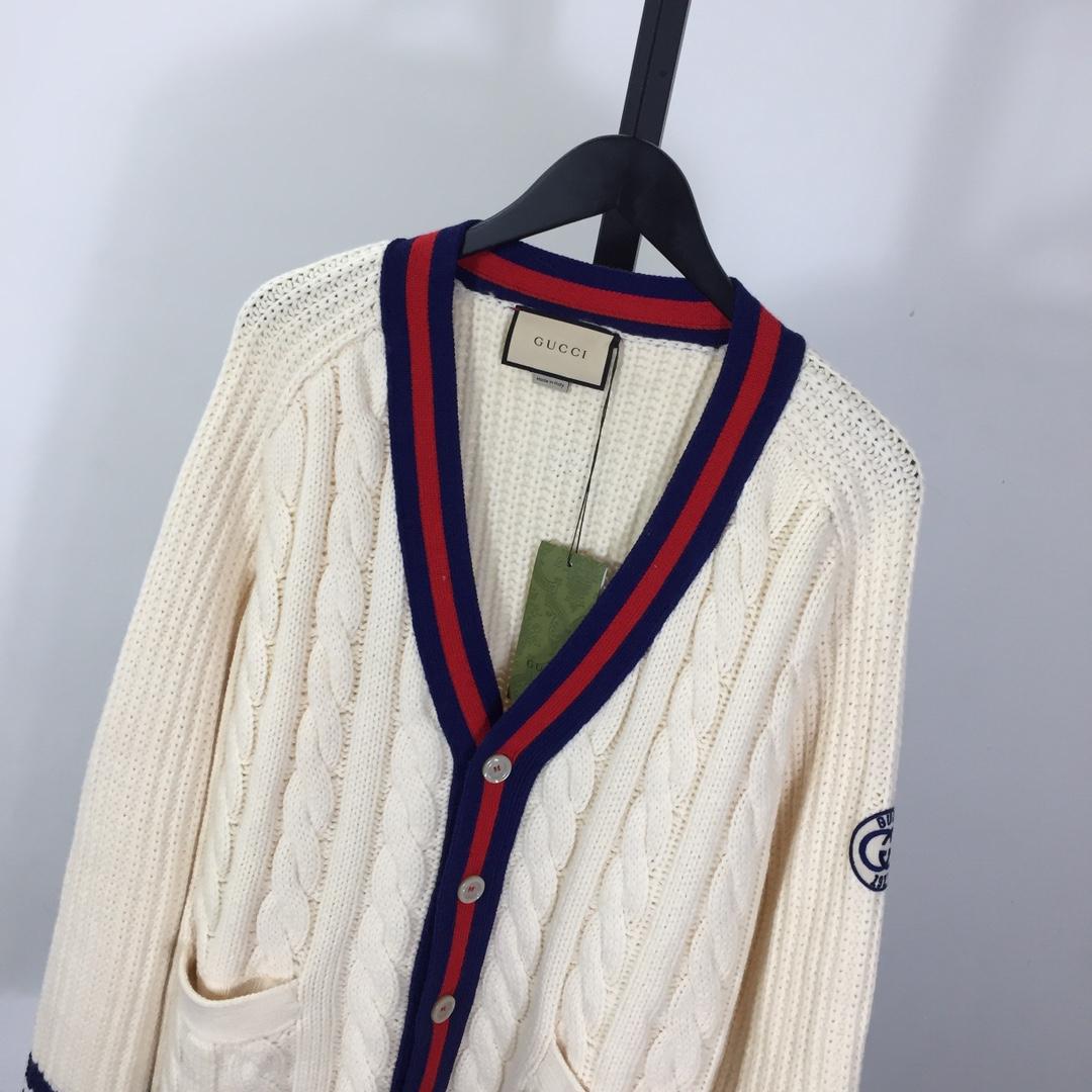 Gucci Cable Wool Knit Cardigan With Web - DesignerGu