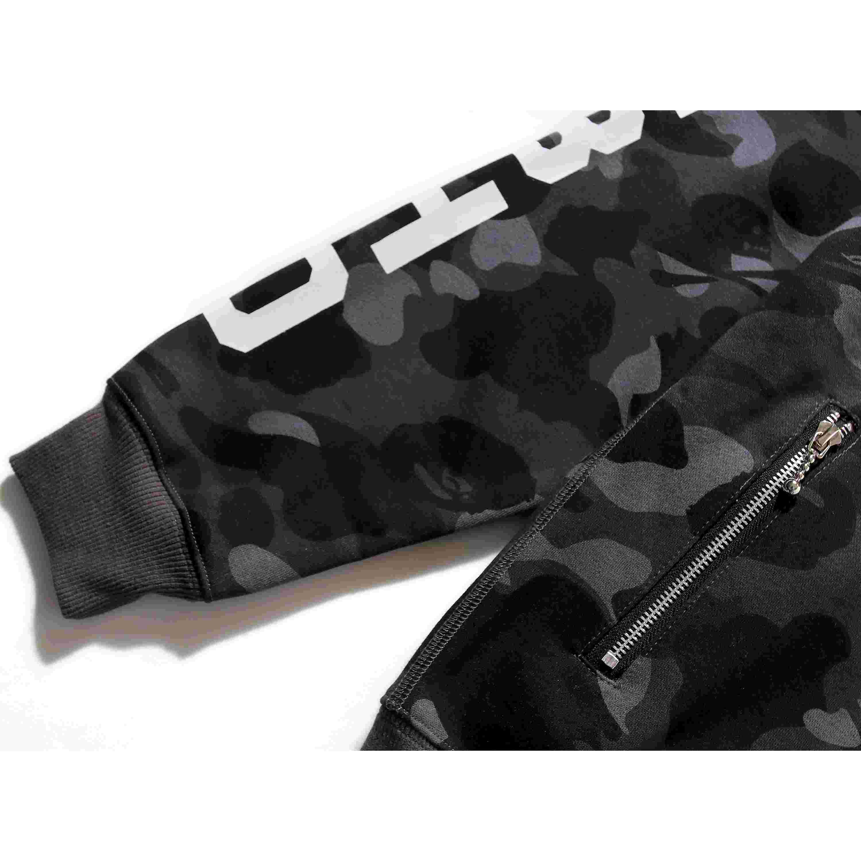 Bape x Neighborhood Split Camo Shark Full Zip Hoodie - DesignerGu