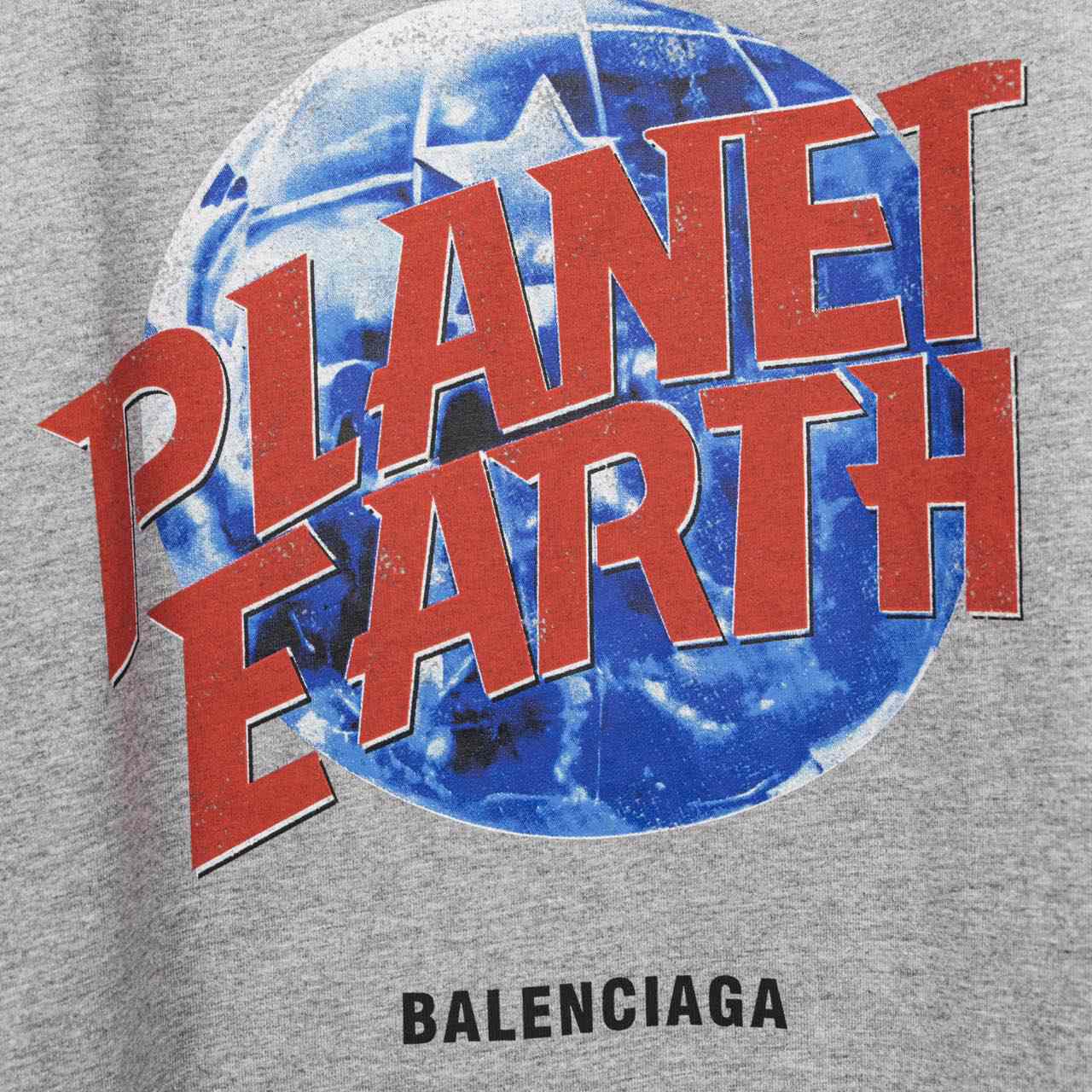 Balenciaga Planet Earth T-Shirt Oversized In Heather Grey  - DesignerGu