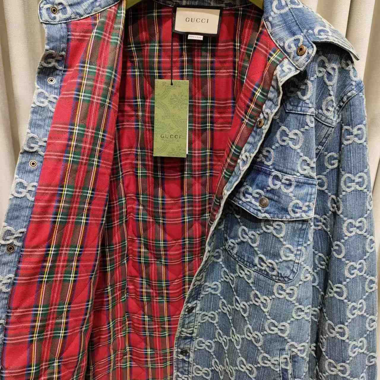 Gucci GG Jacquard Denim Shirt - DesignerGu