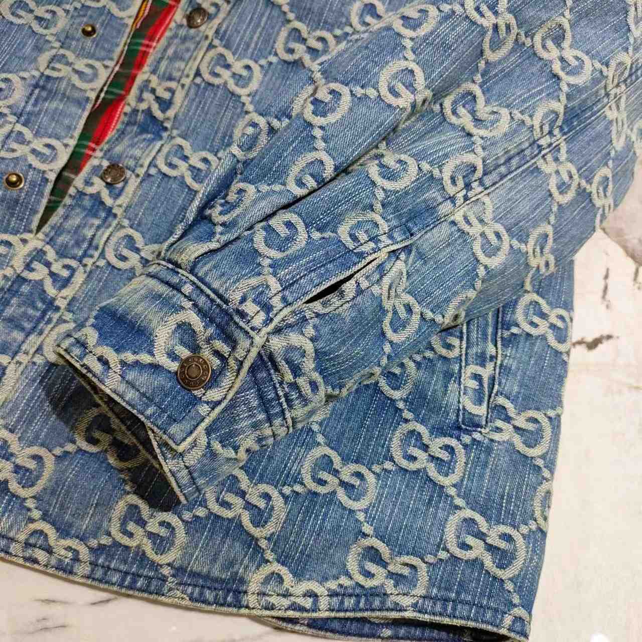 Gucci GG Jacquard Denim Shirt - DesignerGu