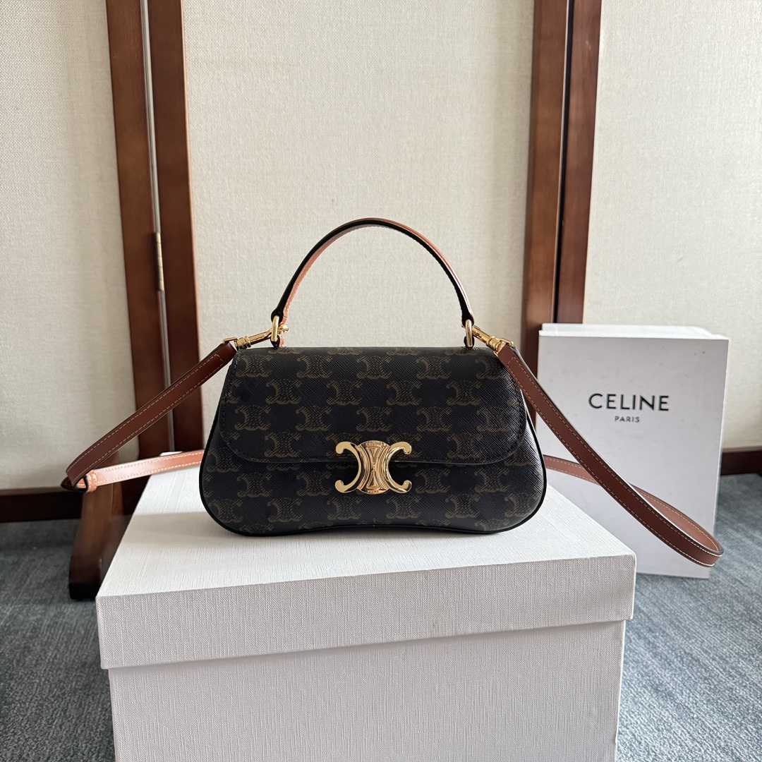 Celine Teen Celine Lola In Triomphe Canvas And Clafskin  - DesignerGu