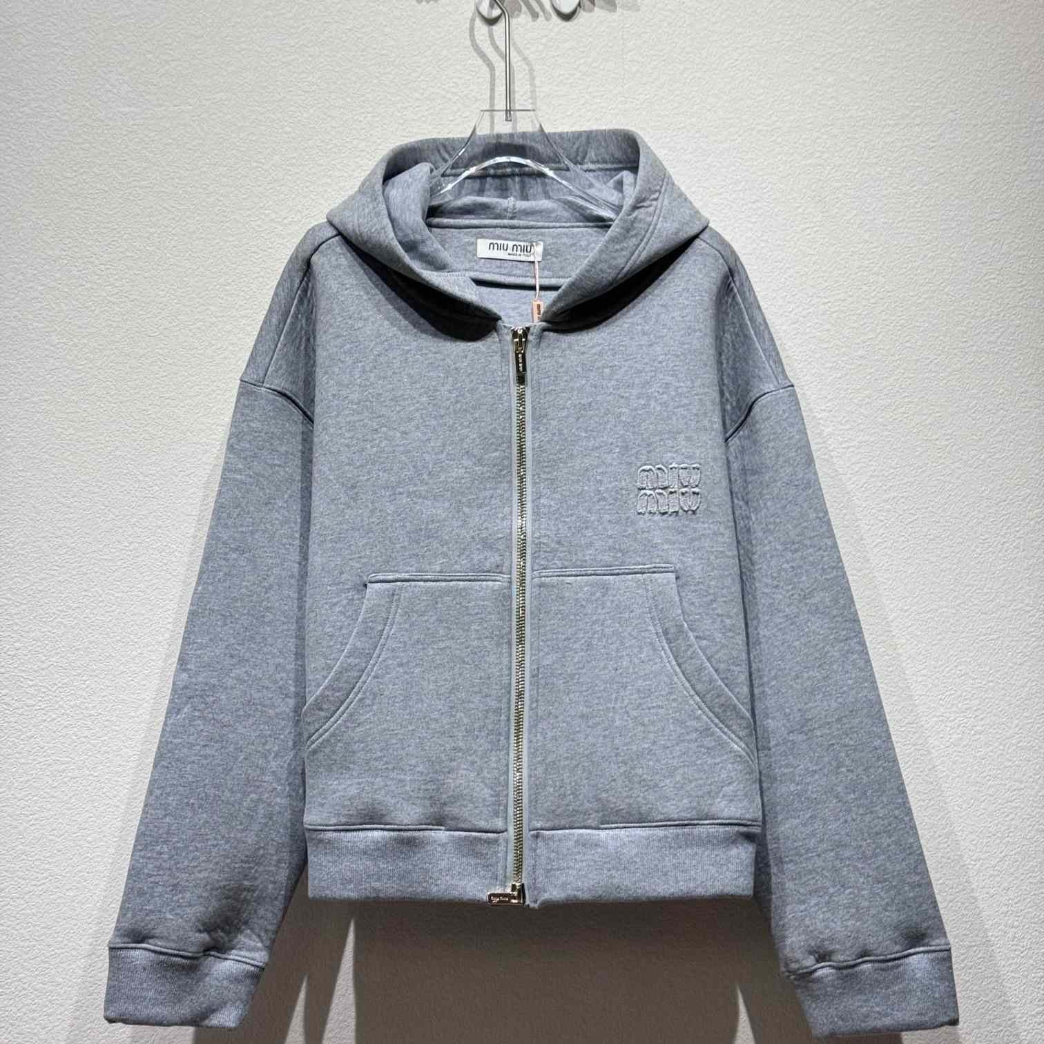 Miu Miu Cotton Zip-Up Hoodie - DesignerGu