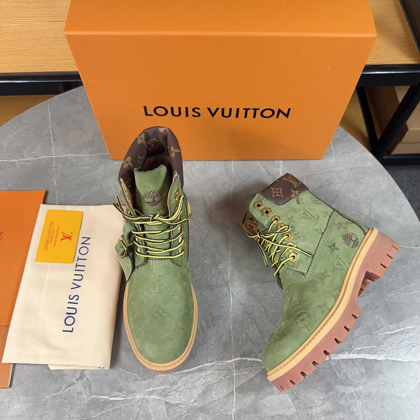 Louis Vuitton x Timberland Monogram Ankle Boot - DesignerGu