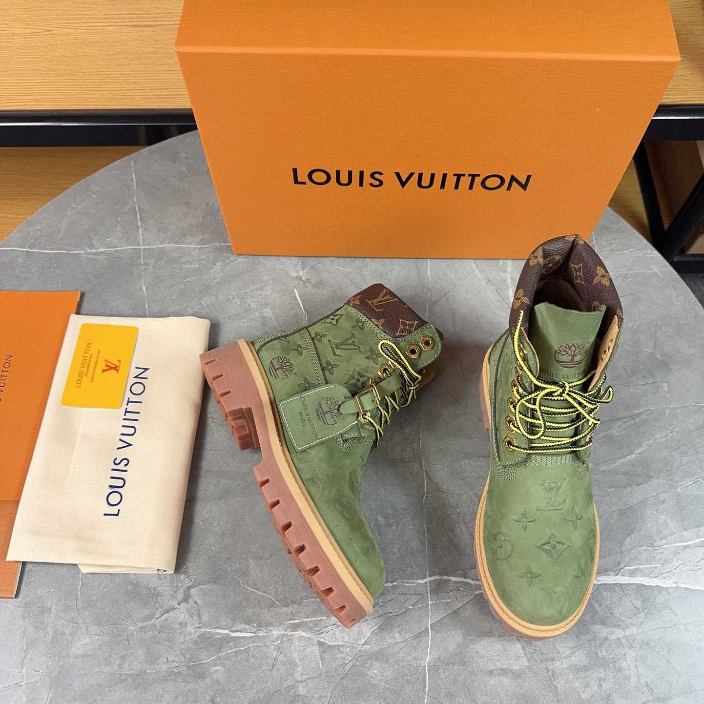 Louis Vuitton x Timberland Monogram Ankle Boot - DesignerGu