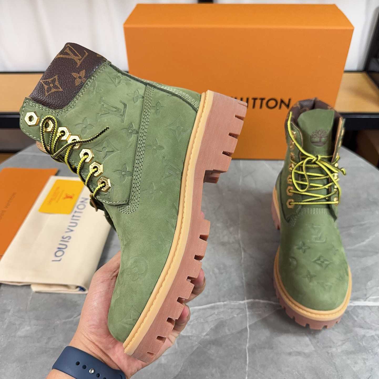 Louis Vuitton x Timberland Monogram Ankle Boot - DesignerGu