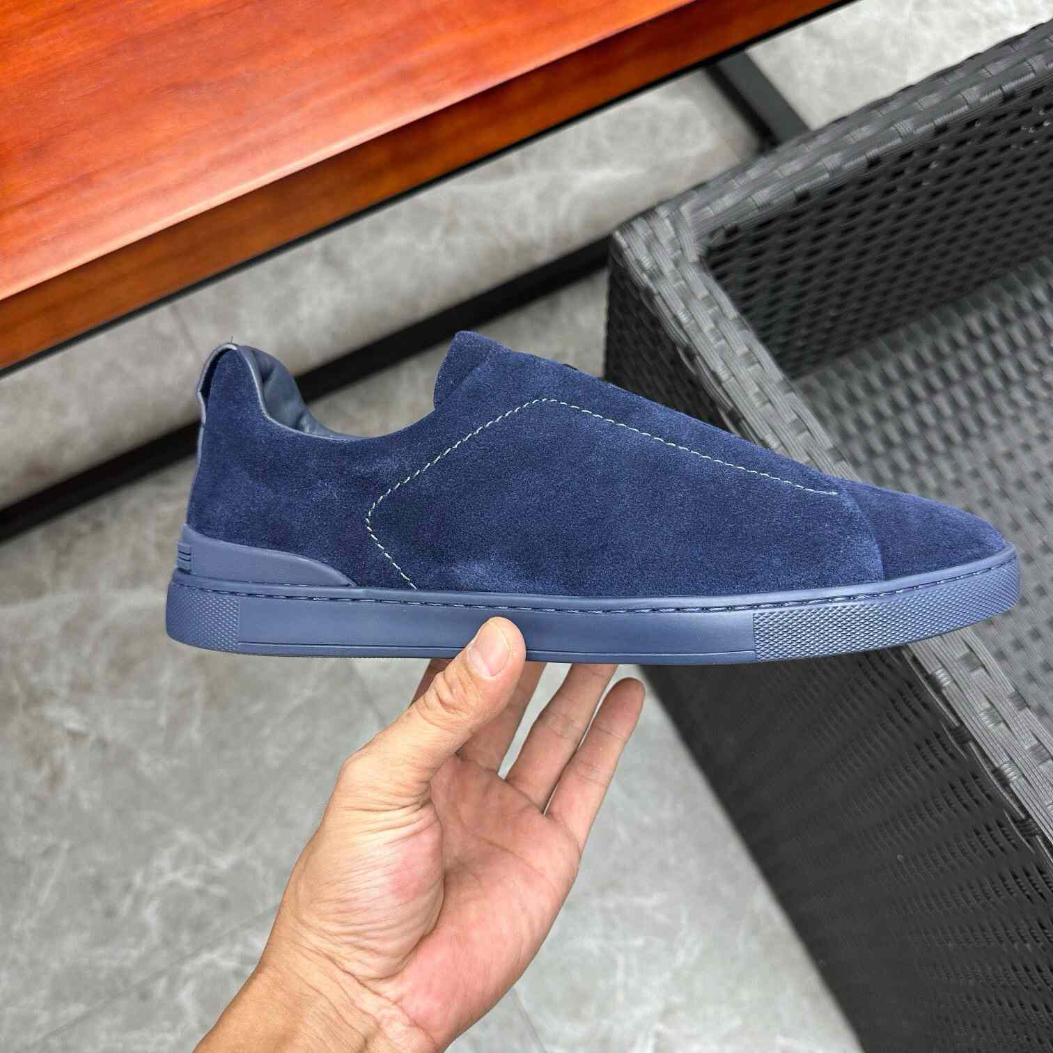 Zegna Suede Triple Stitch™ Sneakers - DesignerGu