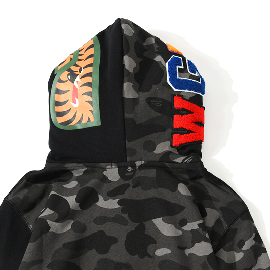 Bape Color Camo Tiger Shark Full Zip Double Hoodie - DesignerGu